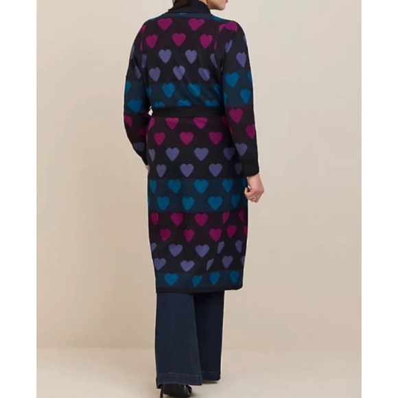 🆕💜Heart Plush Duster Tie Front Cardigan Sweater 1 1X 14 16 NWT Torrid New! - Picture 1 of 5